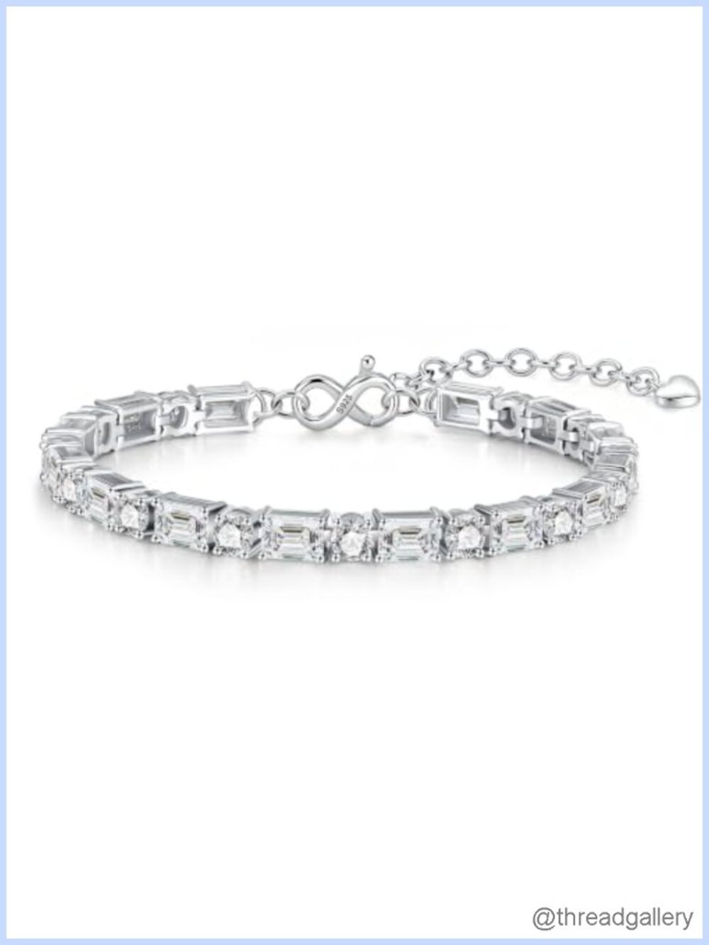 Moissanite Tennis Bracelet 925 Sterling Silver White Gold Plated 6.5 Inch